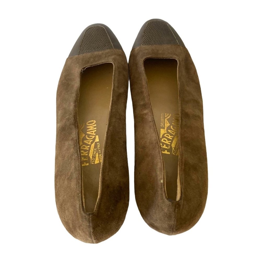 Salvatore Ferragamo Womens Shoes Flats  Suede Leather Taupe Casual Work Sz 10 AA